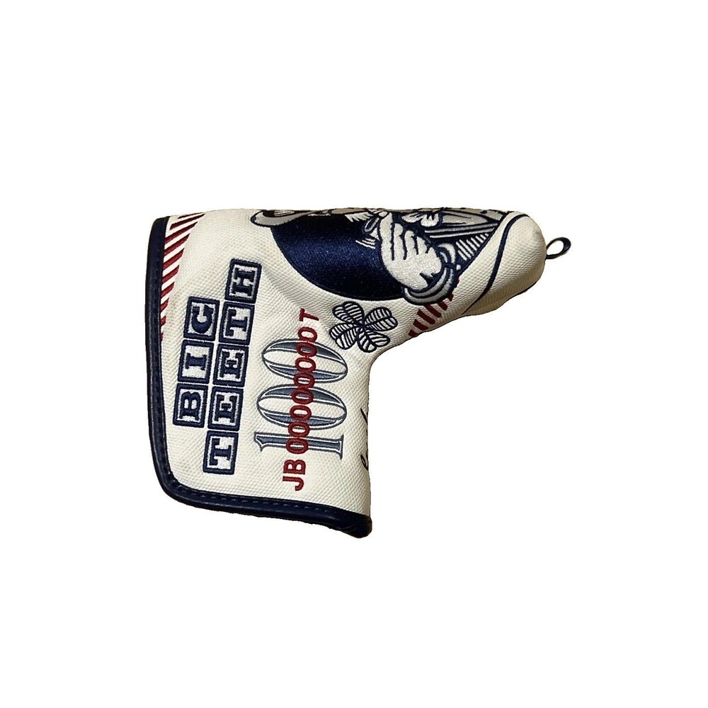 Big Teeth Putter Cover Blade Putter Cover Magnetic Lucky 100 White Navy Red